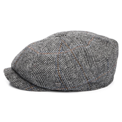 Failsworth Hats HARRIS TWEED Herringbone Carloway Newsboy Cap - Grey-Black