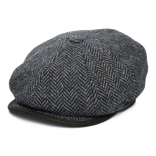 Failsworth Hats Shelby Herringbone British Wool Newsboy Cap - Navy Blue