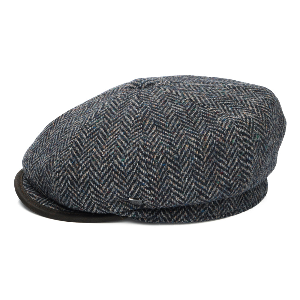 Failsworth Hats Shelby Herringbone British Wool Newsboy Cap - Navy Blue