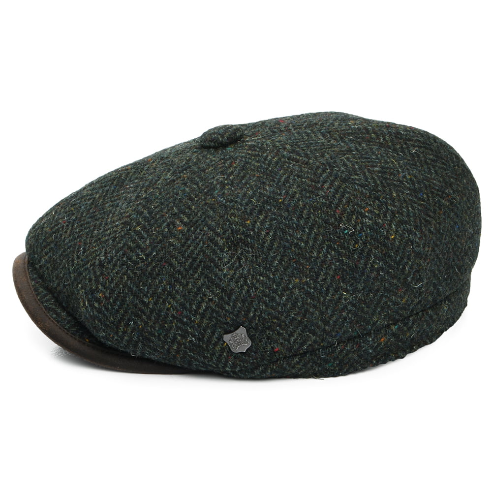 Failsworth Hats Shelby Herringbone British Wool Newsboy Cap - Forest