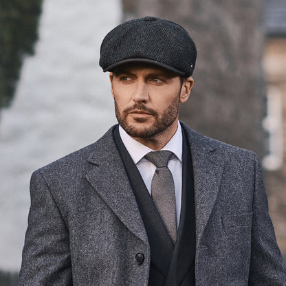 Failsworth Hats Shelby Herringbone British Wool Newsboy Cap - Forest