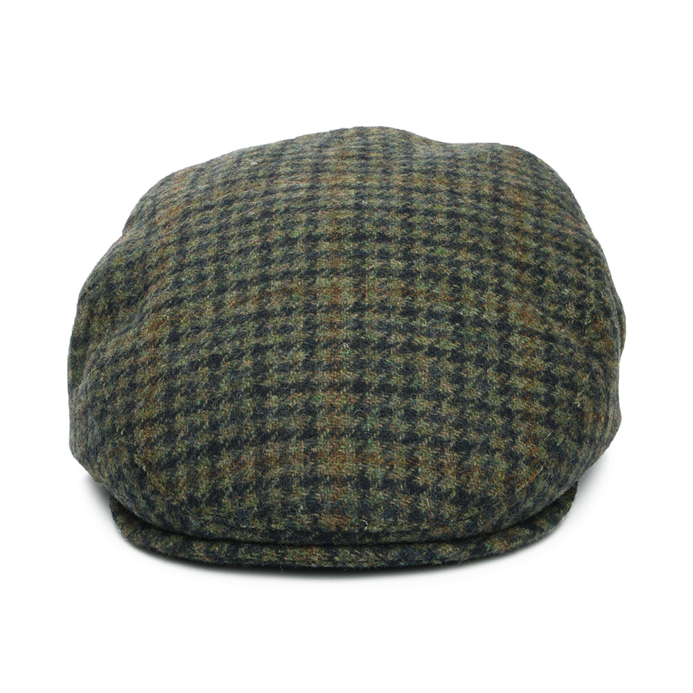 Failsworth Hats County Houndstooth Wool Blend Flat Cap - Moss-Navy