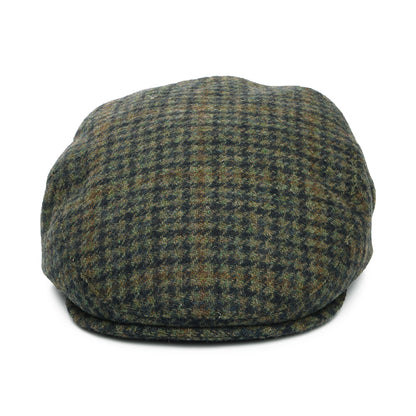 Failsworth Hats County Houndstooth Wool Blend Flat Cap - Moss-Navy
