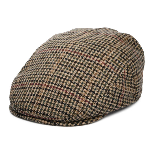 Failsworth Hats Norwich Houndstooth Wool Tweed Flat Cap - Sand-Multi
