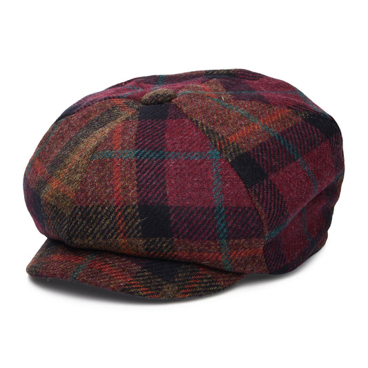 Failsworth Hats British Wool Tartan Newsboy Cap - Damson-Multi