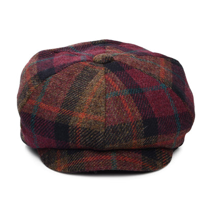 Failsworth Hats British Wool Tartan Newsboy Cap - Damson-Multi