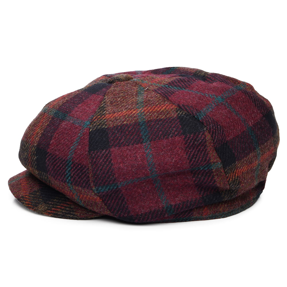 Failsworth Hats British Wool Tartan Newsboy Cap - Damson-Multi