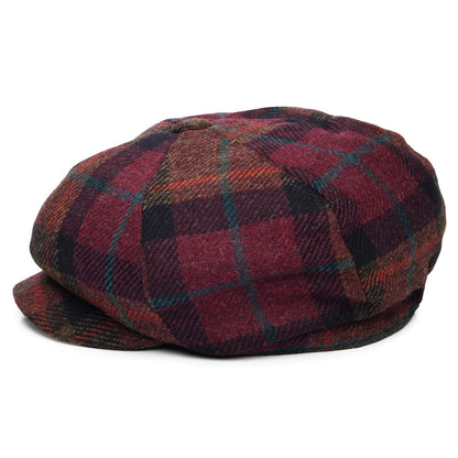 Failsworth Hats British Wool Tartan Newsboy Cap - Damson-Multi