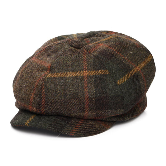 Failsworth Hats British Wool Tartan Newsboy Cap - Moss-Multi