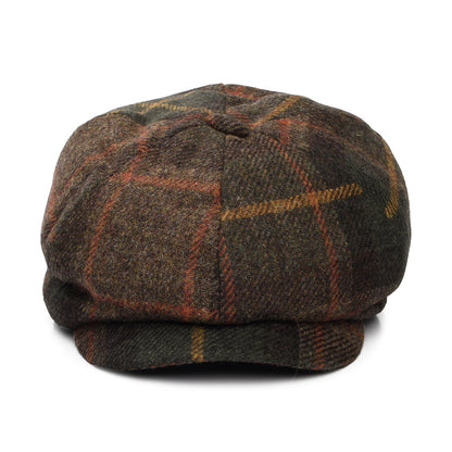 Failsworth Hats British Wool Tartan Newsboy Cap - Moss-Multi