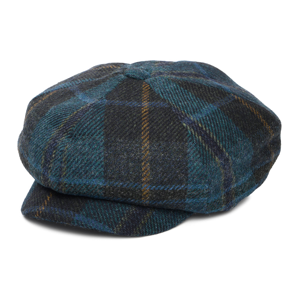 Failsworth Hats British Wool Tartan Newsboy Cap - Cyan-Multi