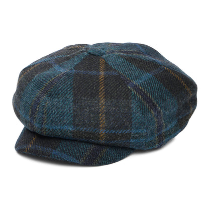 Failsworth Hats British Wool Tartan Newsboy Cap - Cyan-Multi