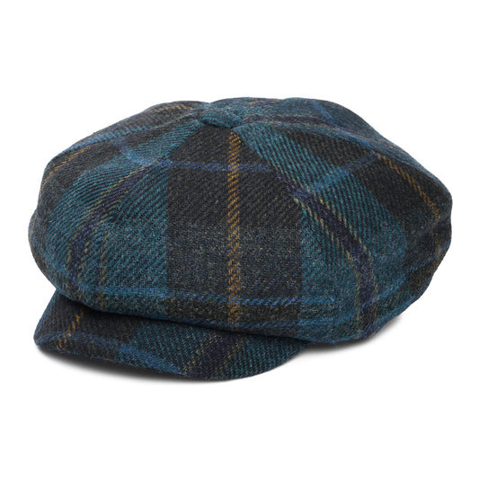 Failsworth Hats British Wool Tartan Newsboy Cap - Cyan-Multi
