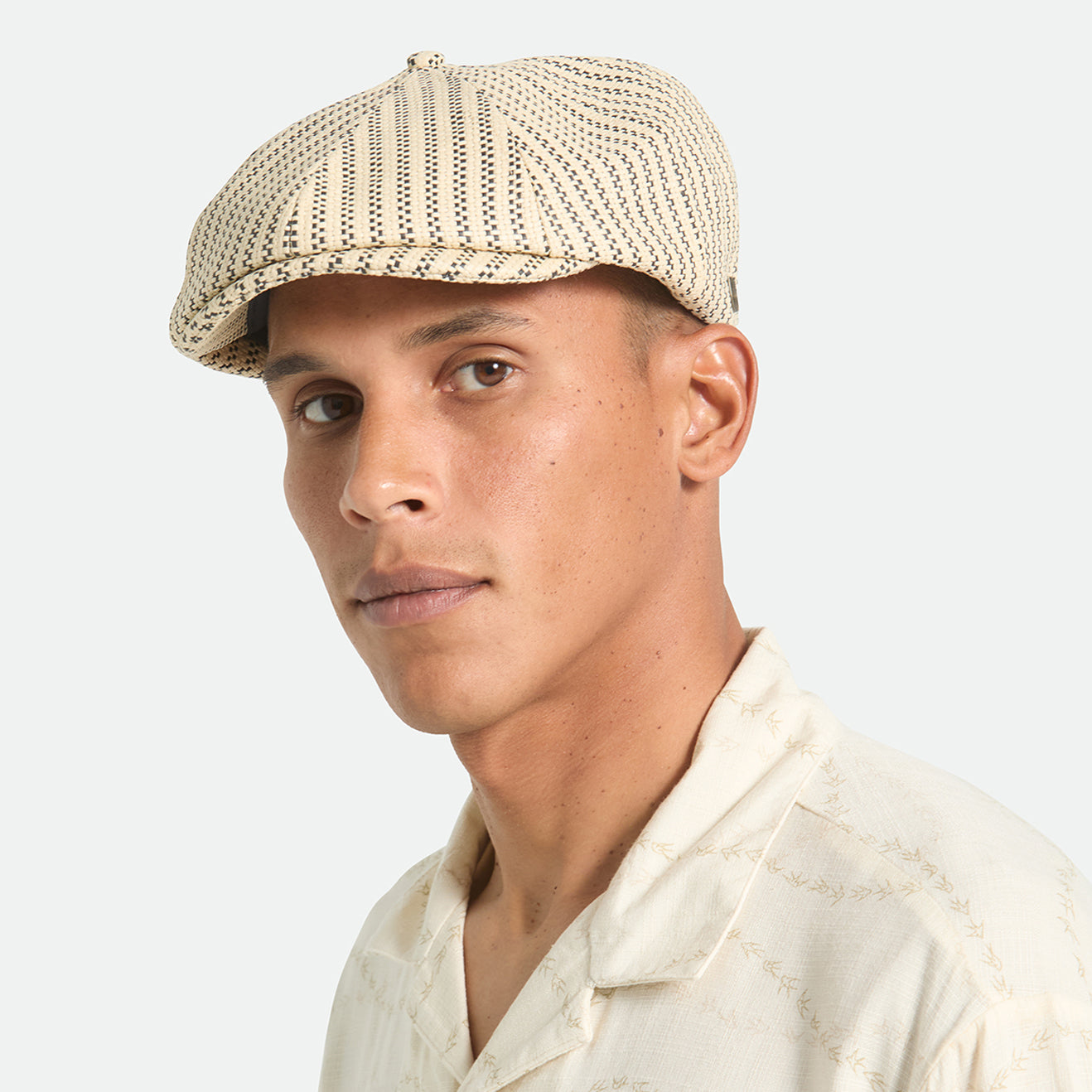 Brixton Hats Brood Lightweight Straw Newsboy Cap - Natural-Black