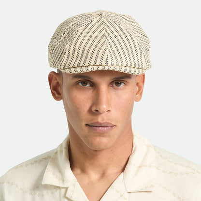 Brixton Hats Brood Lightweight Straw Newsboy Cap - Natural-Black