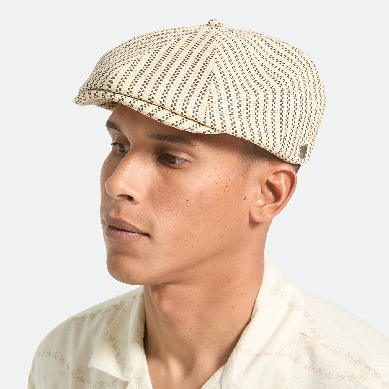 Brixton Hats Brood Lightweight Straw Newsboy Cap - Natural-Black