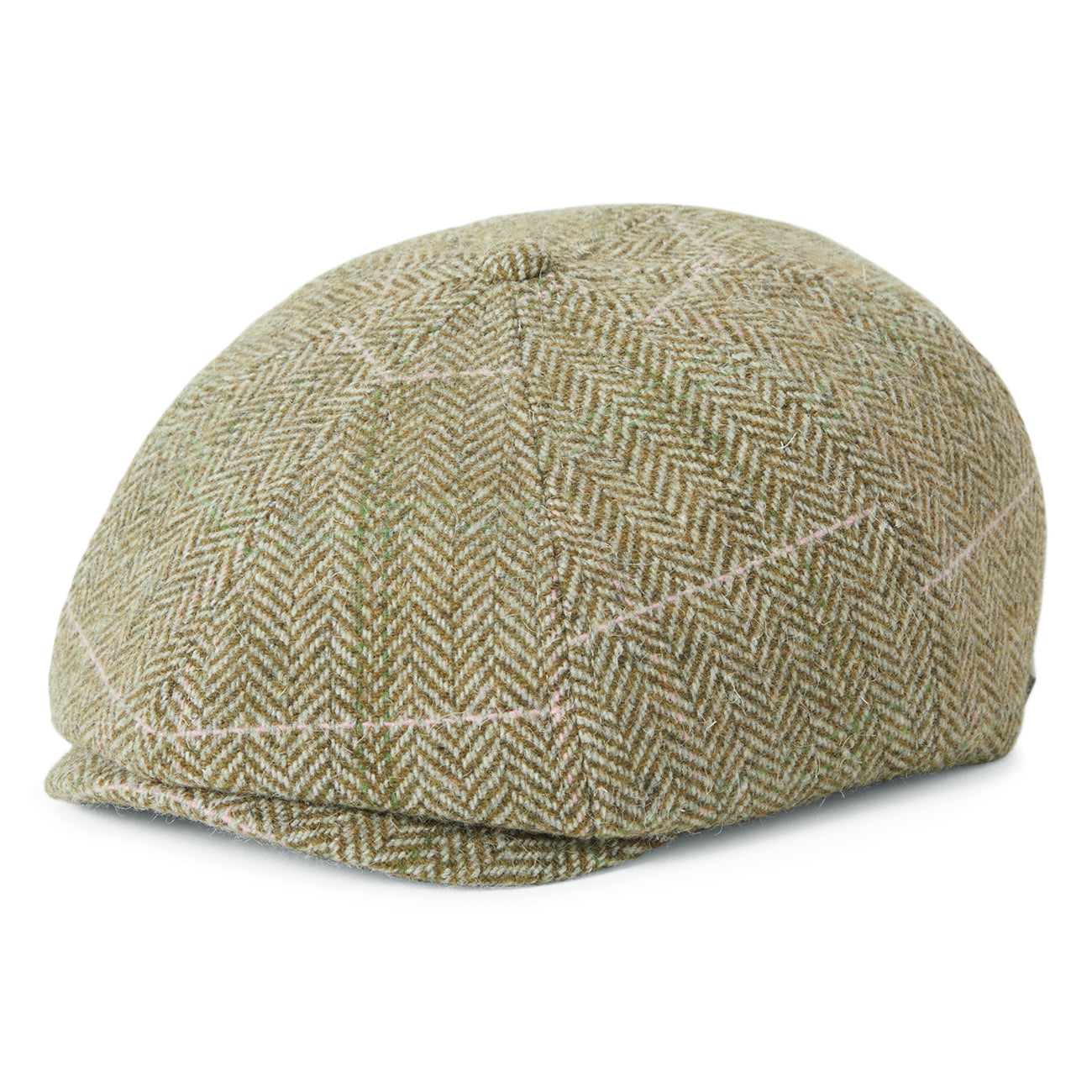 Brixton Hats Brood Herringbone Lightweight Newsboy Cap - Green-Sand-Pink