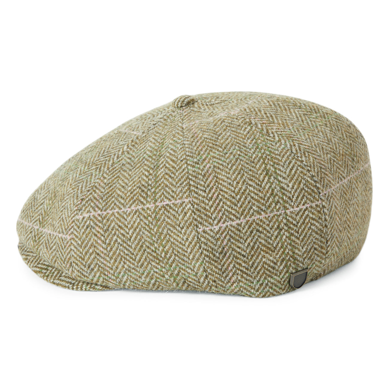 Brixton Hats Brood Herringbone Lightweight Newsboy Cap - Green-Sand-Pink