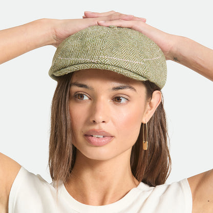 Brixton Hats Brood Herringbone Lightweight Newsboy Cap - Green-Sand-Pink