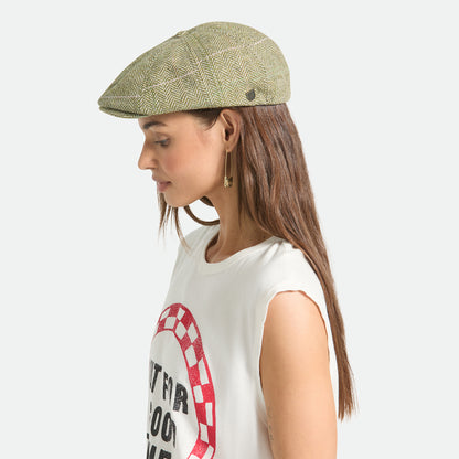 Brixton Hats Brood Herringbone Lightweight Newsboy Cap - Green-Sand-Pink