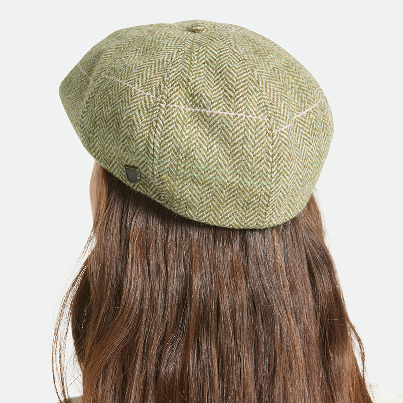 Brixton Hats Brood Herringbone Lightweight Newsboy Cap - Green-Sand-Pink