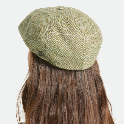 Brixton Hats Brood Herringbone Lightweight Newsboy Cap - Green-Sand-Pink