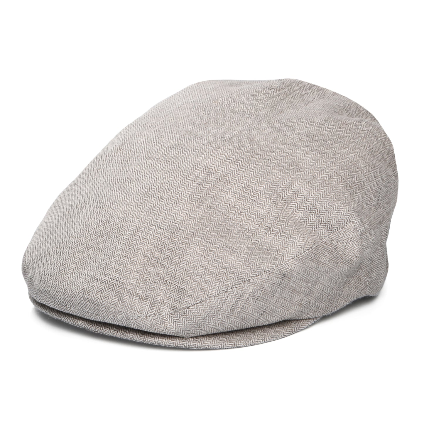 City Sport Micro-Herringbone Linen Flat Cap - Light Grey