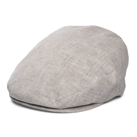 City Sport Micro-Herringbone Linen Flat Cap - Light Grey