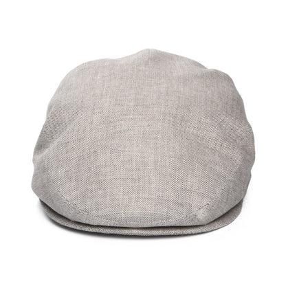 City Sport Micro-Herringbone Linen Flat Cap - Light Grey