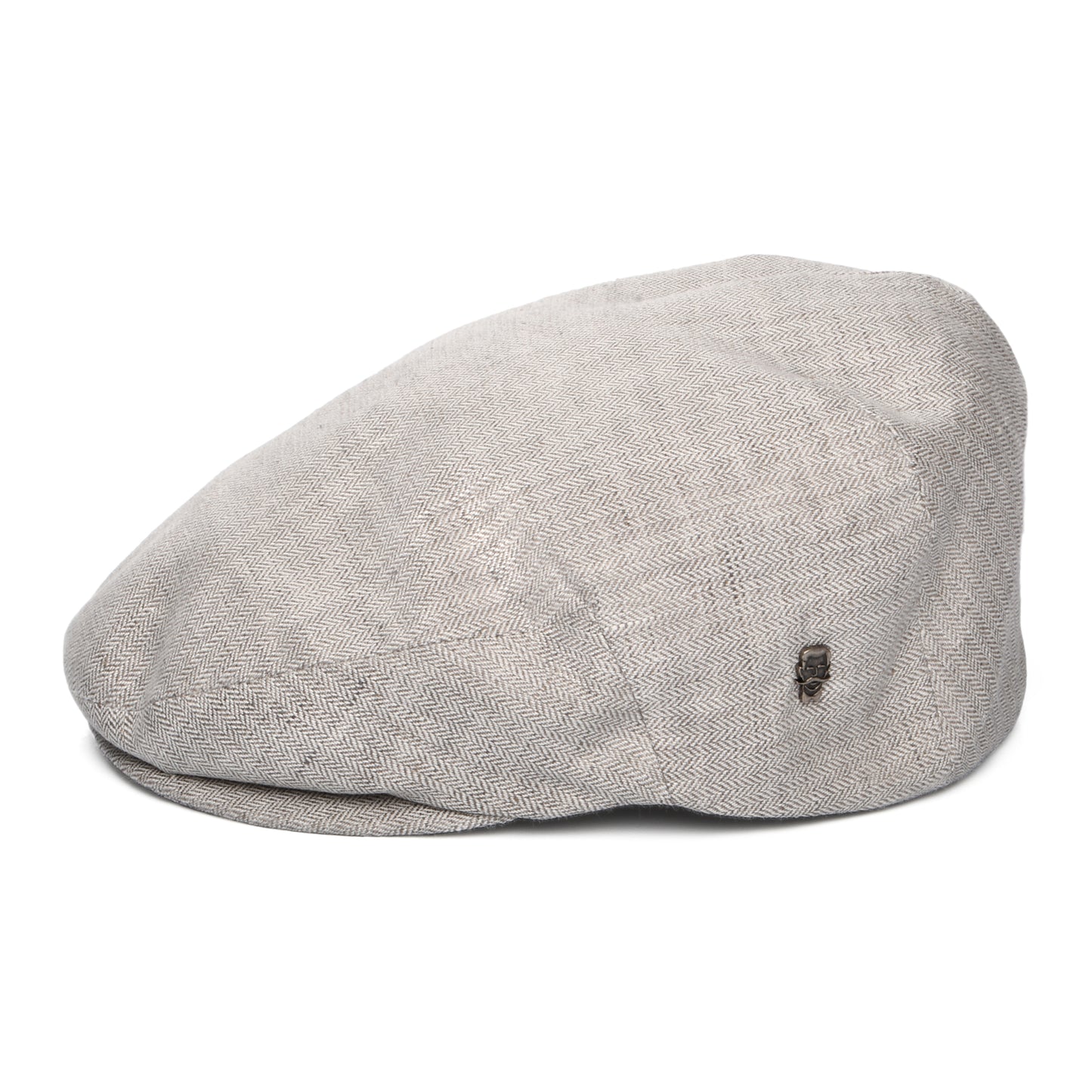 City Sport Micro-Herringbone Linen Flat Cap - Light Grey