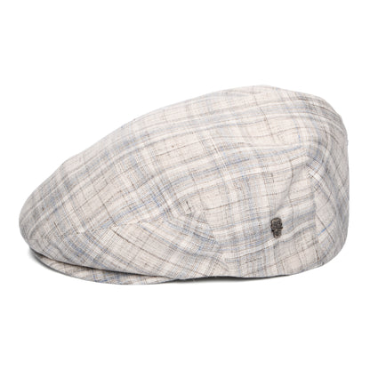 City Sport Eton Linen Flat Cap - Stone-Light Blue