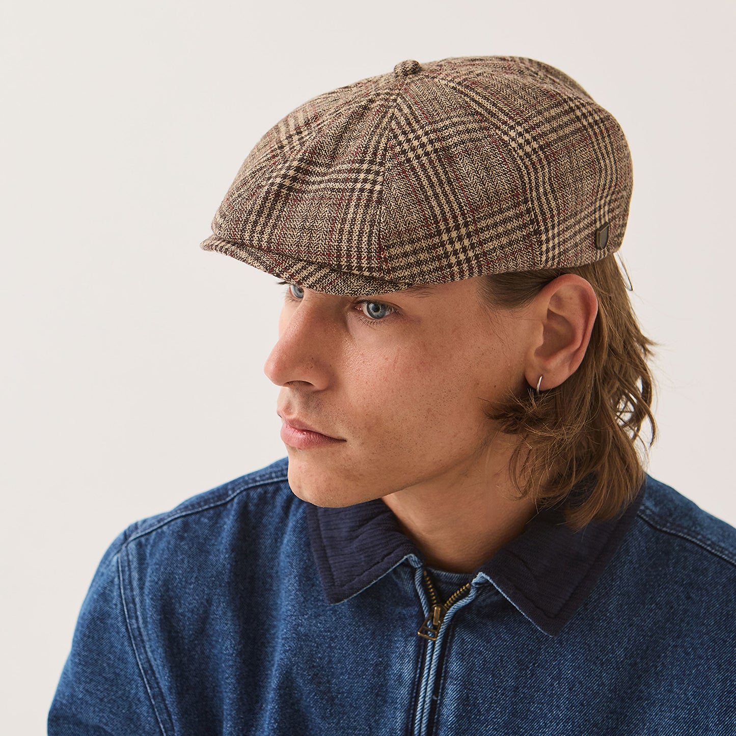 Brixton Hats Brood Plaid Newsboy Cap - Brown-Tan-Red