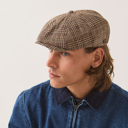 Brixton Hats Brood Plaid Newsboy Cap - Brown-Tan-Red