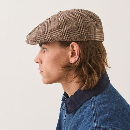 Brixton Hats Brood Plaid Newsboy Cap - Brown-Tan-Red