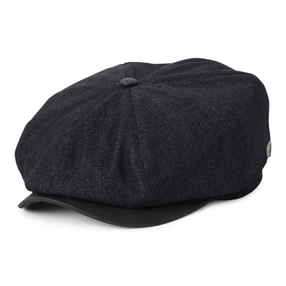 Brixton Hats Brood Flannel Baggy Newsboy Cap - Black Denim-Black