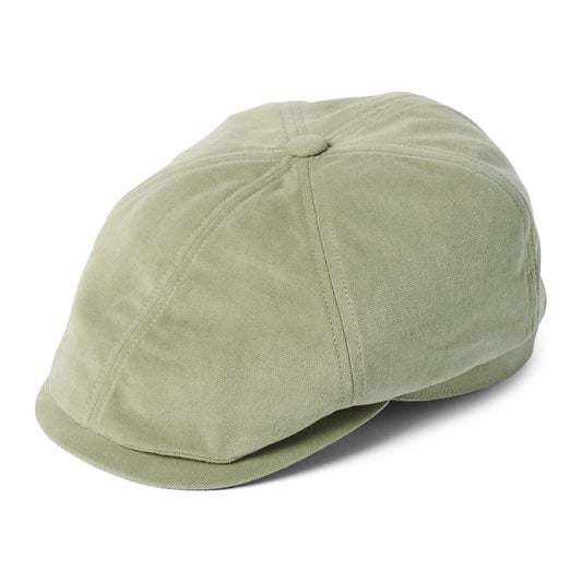Failsworth Hats Hudson Cotton Canvas Newsboy Cap - Sage-Khaki