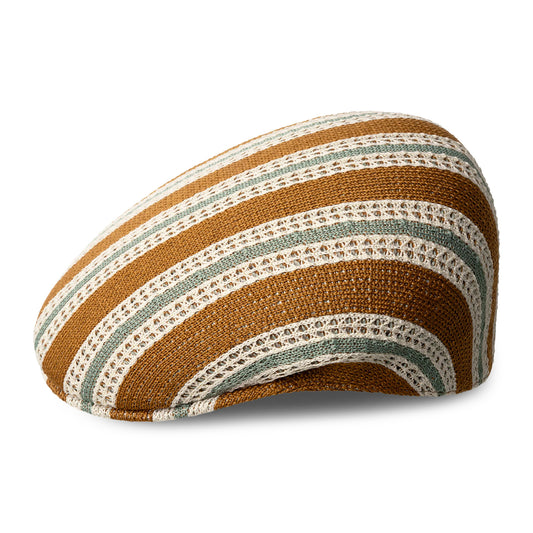 Kangol Tropic Resort Stripe 504 Flat Cap - Tan-Cream