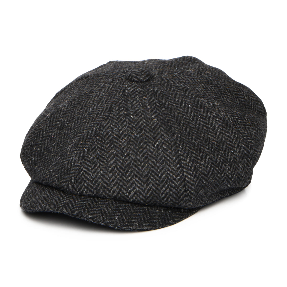 Barbour Hats Fyne Tweed Newsboy Cap - Charcoal