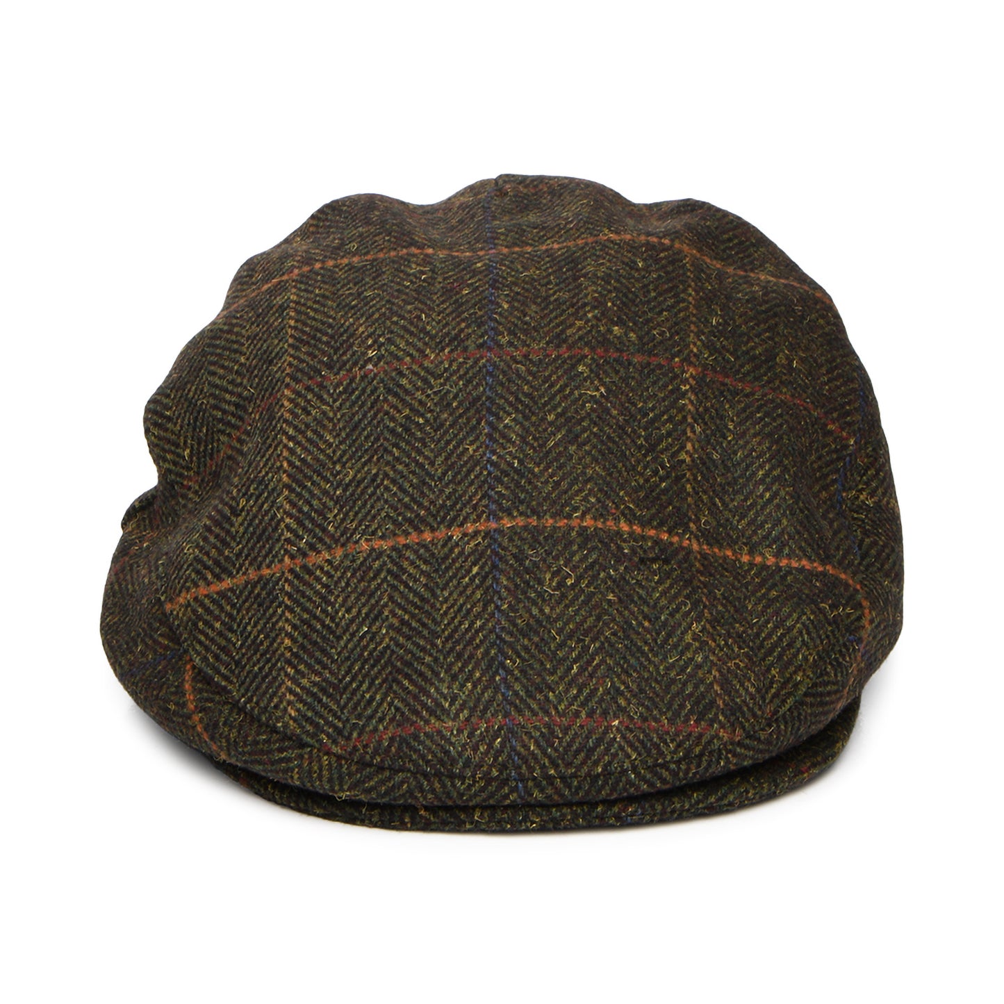 Barbour Hats Wilkin Windowpane Herringbone Flat Cap - Olive-Rust