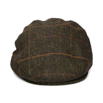 Barbour Hats Wilkin Windowpane Herringbone Flat Cap - Olive-Rust