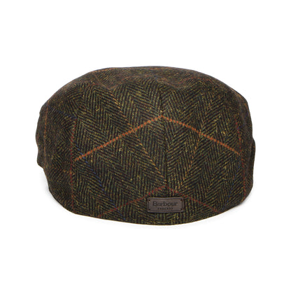 Barbour Hats Wilkin Windowpane Herringbone Flat Cap - Olive-Rust