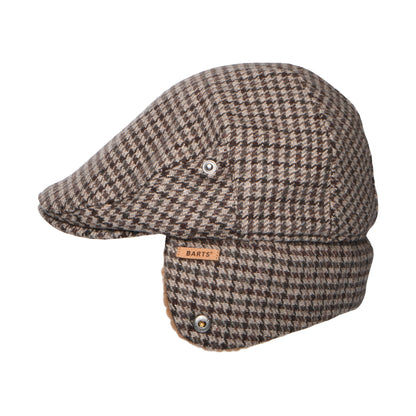 Barts Hats Monzonite Houndstooth Flat Cap with Earflaps - Dark Brown