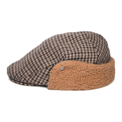 Barts Hats Monzonite Houndstooth Flat Cap with Earflaps - Dark Brown