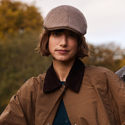 Barts Hats Mr. Mitchell Micro-Herringbone Duckbill Flat Cap - Light Brown