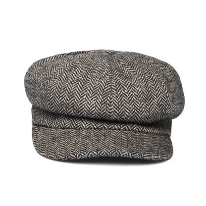 Whiteley Hats Herringbone Wool Blend Baker Boy Cap - Grey