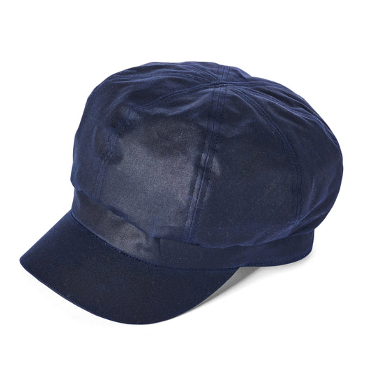 Failsworth Hats British Waxed Cotton Baker Boy Cap - Navy Blue
