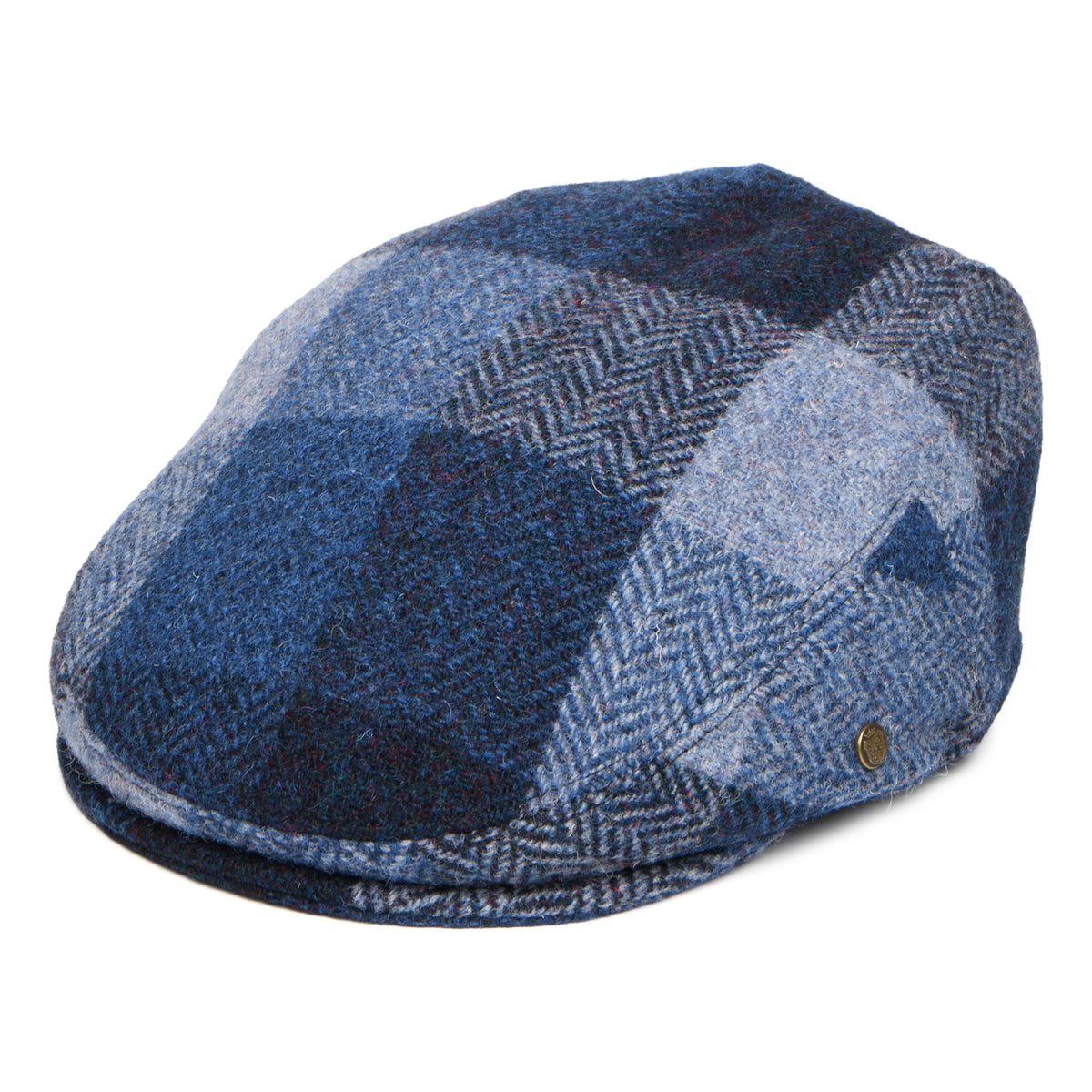 Failsworth Hats HARRIS TWEED Patch Stornoway Flat Cap - Deep Blue