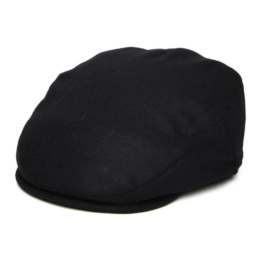 Failsworth Hats Aldo Italian Melton Flat Cap - Black
