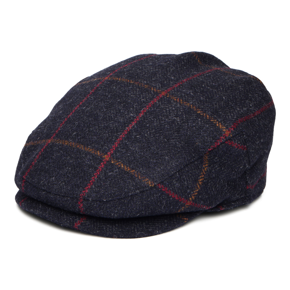 Failsworth Hats Windowpane Waterproof Flat Cap - Navy-Rust-Red