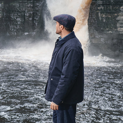 Failsworth Hats Windowpane Waterproof Flat Cap - Navy-Rust-Red